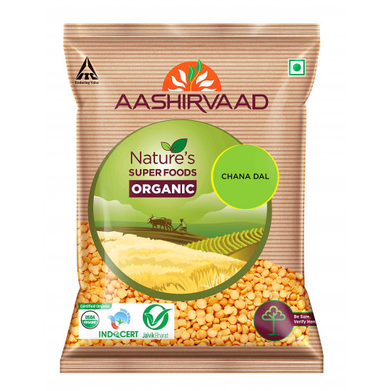 Aashirvaad Nature's Super Foods Organic Chana Dal Pouch, 1 kg & Aashirvaad Spices Combo Pack (Chilli 200g Turmeric 200g Coriander 200g)