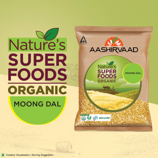 Aashirvaad Organic Moong Dal Split, 1 Kg & Aashirvaad Spices Combo Pack (Chilli 200g Turmeric 200g Coriander 200g)