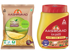 Aashirvaad Svasti Ghee PET, 1 L & Aashirvaad Organic Moong Dal Split, 1 Kg