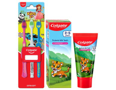 Colgate Kids Anticavity Toothpaste for 2-5 Years - 80gm (Strawberry Flavour) & Colgate Kids Manual Toothbrush for 2+ Years, 3Pcs, with Extra Soft Bristles,Multicolour