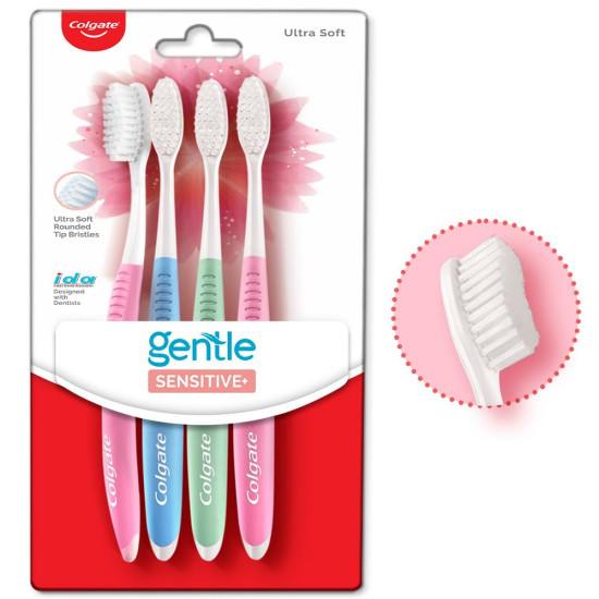 Colgate Sensitive Everyday Protection Toothpaste, Twin Pack Of 160g (80g X 2) & Colgate Sensitive Soft Bristles Manual Toothbrush for adults - 4 Pcs, Multicolor