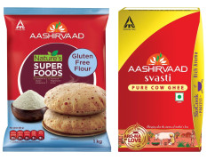 Aashirvaad Svasti Pure Cow Ghee - Desi Ghee with Rich Aroma - 1L & Aashirvaad Nature’s Superfoods Gluten Free Flour, 1kg Pack, Super Nutritious Flour