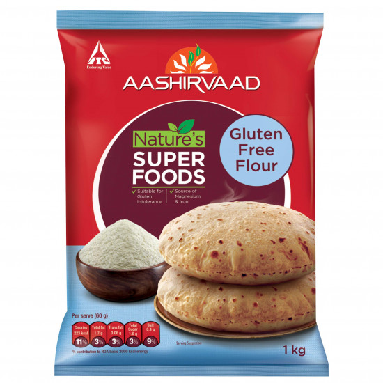 Aashirvaad Svasti Pure Cow Ghee - Desi Ghee with Rich Aroma - 1L & Aashirvaad Nature’s Superfoods Gluten Free Flour, 1kg Pack, Super Nutritious Flour