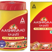 Aashirvaad Svasti Pure Cow Ghee - Desi Ghee with Rich Aroma - 1L & Aashirvaad Svasti Pure Cow Ghee - Desi Ghee with Rich Aroma - 1L