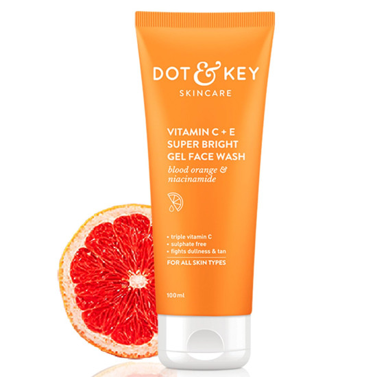 DOT & KEY Vitamin C + E Super Bright Gel Face Wash For Glowing And Brightening Skin | All Skin Types|With Triple Vitamin C,Fades Dark Spots & Pigmentation | Face Wash For Women & Men|100 Ml