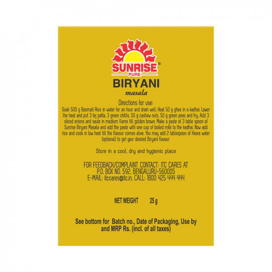 Sunrise Pure Biryani Masala Spice Powder - 200g (25g pack of 8)