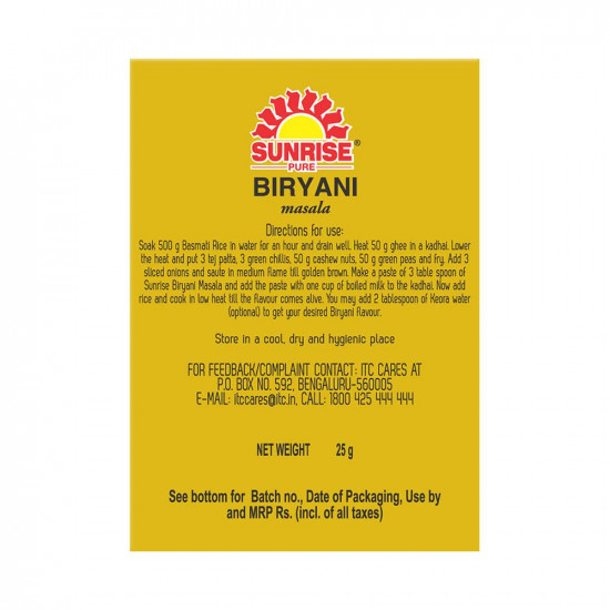 Sunrise Pure Biryani Masala Spice Powder - 100g (25g pack of 4)