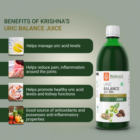 KRISHNA'S HERBAL & AYURVEDA Uric Balance Juice 1000 Ml | Balancing Uric Acid Naturally | Power Of Kutki, Adusa, Arand Mool & 6 More Herbs KRISHNA'S HERBAL & AYURVEDA Uric Balance Juice 1000 Ml | Balancing Uric Acid Naturally | Power Of Kutki, Adusa, Arand Mool & 6 More Herbs