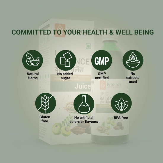 KRISHNA'S HERBAL & AYURVEDA Uric Balance Juice 1000 Ml | Balancing Uric Acid Naturally | Power Of Kutki, Adusa, Arand Mool & 6 More Herbs KRISHNA'S HERBAL & AYURVEDA Uric Balance Juice 1000 Ml | Balancing Uric Acid Naturally | Power Of Kutki, Adusa, Arand Mool & 6 More Herbs