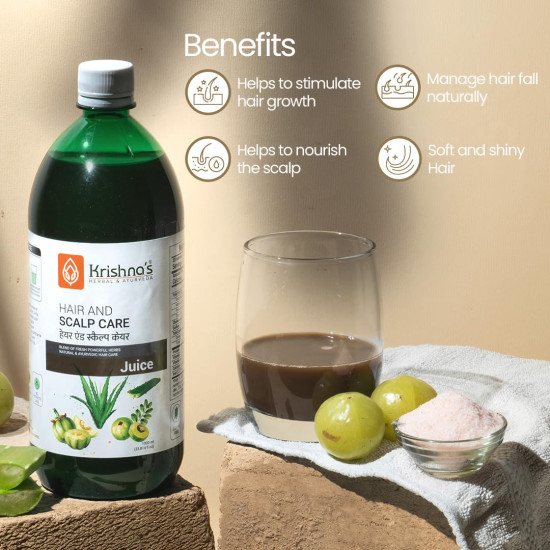 KRISHNA'S HERBAL & AYURVEDA Hair & Scalp Care Juice 1000 Ml,Hair Care Juice For Hair Growth & Hair Fall Control,Blend Of 7+ Ayurvedic Herbs,No Artificial Colors,Flavours & Sugars,Use 60 Days KRISHNA'S HERBAL & AYURVEDA Hair & Scalp Care Juice 1000 Ml,Hair Care Juice For Hair Growth & Hair Fall Control,Blend Of 7+ Ayurvedic Herbs,No Artificial Colors,Flavours & Sugars,Use 60 Days