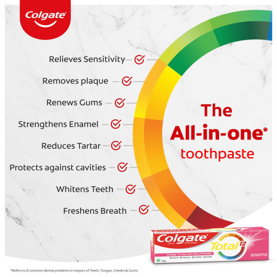 Colgate Total Sensitive Anti-Germ Protection Toothpaste - 120g, World's No. 1* Germ-fighting Toothpaste