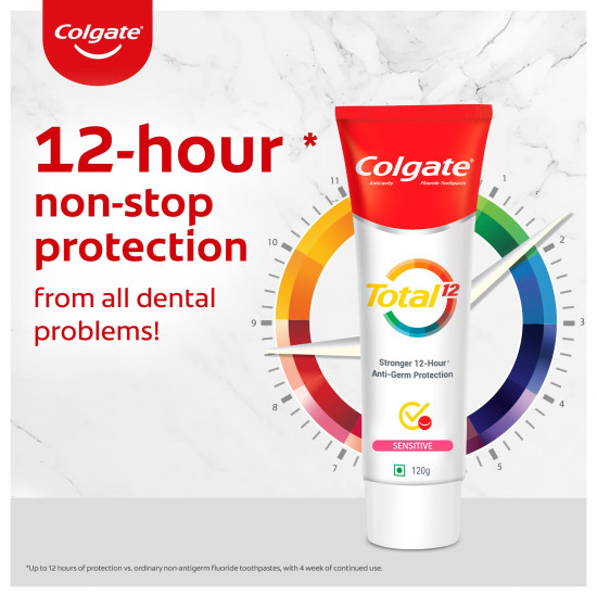 Colgate Total Sensitive Anti-Germ Protection Toothpaste - 120g, World's No. 1* Germ-fighting Toothpaste