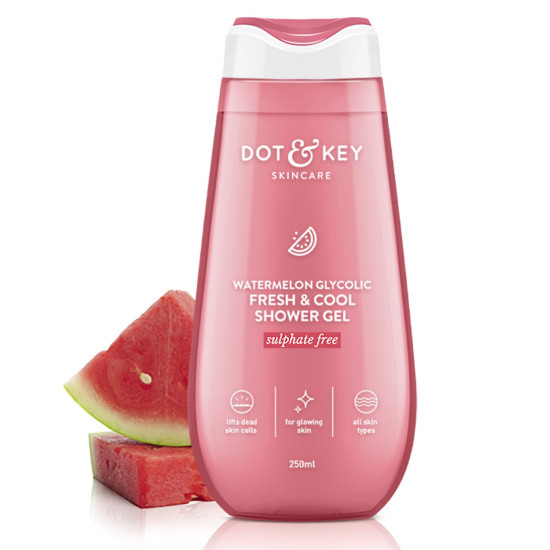 Dot & Key Watermelon + Glycolic Fresh & Cool Shower Gel For Glowing Skin | For All Skin Types | Hydrates Skin & Gently Exfoliates | Non Drying | 250 ml