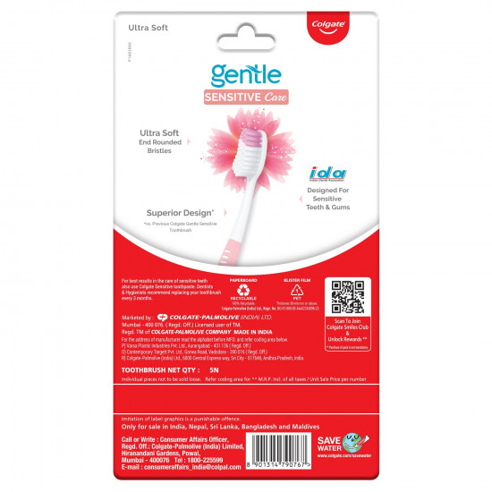 Colgate Gentle Sensitive Care Ultra Soft Bristles Toothbrush - 5Pcs