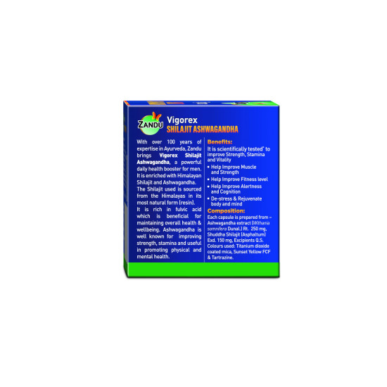 Zandu Vigorex Shilajit Ashwagandha Capsule