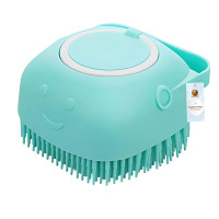 Foodie Puppies Dog Bath Brush Body Scrubber Shampoo Dispenser Tick Remover - (Silicone Dispenser Brush) for Shower Bathing and Shedding Soft Silicone Brushes for Pet Puppy Dogs Cat Rabbit Horse