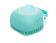 Foodie Puppies Dog Bath Brush Body Scrubber Shampoo Dispenser Tick Remover - (Silicone Dispenser Brush) for Shower Bathing and Shedding Soft Silicone Brushes for Pet Puppy Dogs Cat Rabbit Horse