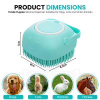 Foodie Puppies Dog Bath Brush Body Scrubber Shampoo Dispenser Tick Remover - (Silicone Dispenser Brush) for Shower Bathing and Shedding Soft Silicone Brushes for Pet Puppy Dogs Cat Rabbit Horse