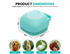 Foodie Puppies Dog Bath Brush Body Scrubber Shampoo Dispenser Tick Remover - (Silicone Dispenser Brush) for Shower Bathing and Shedding Soft Silicone Brushes for Pet Puppy Dogs Cat Rabbit Horse