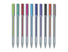 FLAIR Yolo Trendz Ball Pen Pack | Low-Viscosity Ink For Smudge Free Writing | Sleek & Matt Finish Textured Body | Light Weight Pocketable Pen | Multicolor Ink, Set of 10 Shades