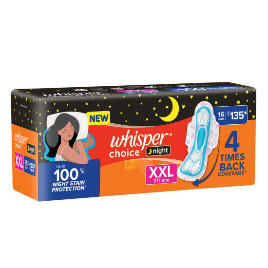 Whisper Ultra Overnight Sanitary Pad For Women With Wings - Xxl Plus, 16 Pads