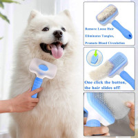 5 Pcs Self Cleaning Slicker Shedding Brush Pet Bath Massage Brush With Soap & Shampoo Dispenser Soft Silicone Bristle Finger Toothbrush & Stainless Steel Comb For Long Short Haired Dogs Cats Shower Bathing