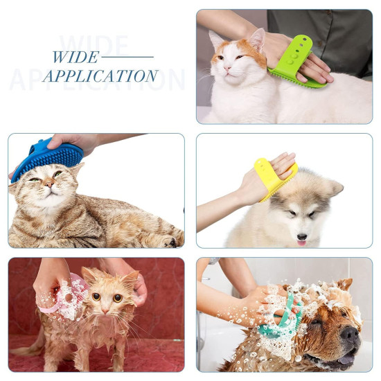 5 Pcs Self Cleaning Slicker Shedding Brush Pet Bath Massage Brush With Soap & Shampoo Dispenser Soft Silicone Bristle Finger Toothbrush & Stainless Steel Comb For Long Short Haired Dogs Cats Shower Bathing