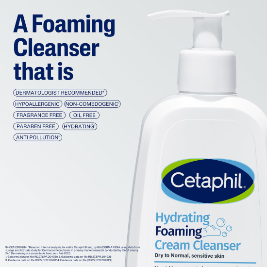 Cetaphil Hydrating foaming Face Wash, Cream to Foam Cleanser 236ml | Niacinamide, Pro-Vitamin B5 & and Aloe for Gentle Cleansing