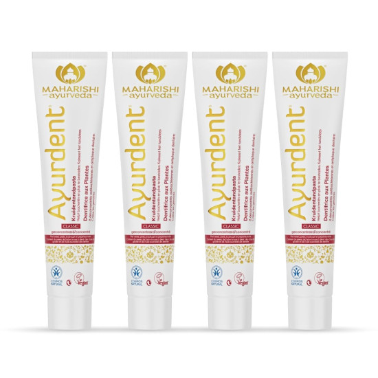 Maharishi Ayurveda Ayurdent Classic Toothpaste Combo Pack | Unique Saliva Balancing Formula |For Toothache, Bleeding Gums, Sensitivity, Cavities, Plaque & Bad breath | Non Foaming, SLS & Fluoride Free