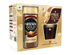 Nescafe Gold Blend Instant Coffee Powder 190 g, Limited Edition Pack with Free Signature Glass Coffee Mug, Rich Aroma & Smooth Taste, Arabica and Robusta Coffee Beans