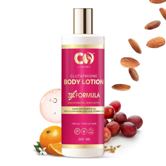CO LUXURY L-Glutathione Body Lotion With Vitamin C & Kojic Acid | Reduces Dark Spots | Skin brightening Formula | All Skin Types | For Men & Women | 200 ML