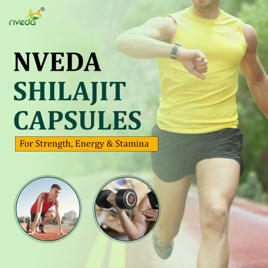 Nveda Shilajit Capsules for Men | Ayurvedic Shilajit Supplement for Stamina, Strength & Energy | Performance, Vitality & Immunity Support | Natural Shilajit Capsules | 60 Capsules