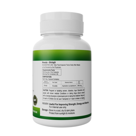 Nveda Shilajit Capsules for Men | Ayurvedic Shilajit Supplement for Stamina, Strength & Energy | Performance, Vitality & Immunity Support | Natural Shilajit Capsules | 60 Capsules