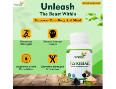 Nveda Testoblaze Testosterone Booster for Men | Muscle Growth, Strength, Energy & Stamina Supplement | Shilajit, Ashwagandha, Safed Musli & Tribulus | Men Vitality & Performance Support | 60 Veg Capsules