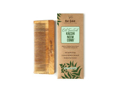 Nat Habit Kacchi Neem Wooden Comb, Soaked In 13 Herbs, Neem & Sesame Oil For Men & Women Daily Styling & Detangling (Fine Tooth Large Size) Pack of 1