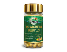 Zandu Ashwagandha Gold Plus Capsules | Upgrade your Ashwagandha with the goodness of Gold | Reduces Stress, Boosts Immunity & Stamina | 60 capsules I 11 Potent ingredients such as Gokshura, Safed Musali and more