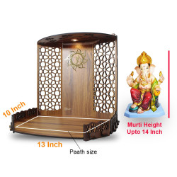 Chants® Bappa Beautiful Wooden Wooden Pooja Mandir for Home or Puja Temple Stand for Office and Shops with Led spot Light for Table top only
