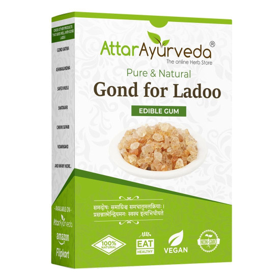 Attar Ayurveda Edible Gond for Laddu 250 grams | Babul Gond for Ladoo | Edible gum | 100% Natural, No Preservatives (250 grams)