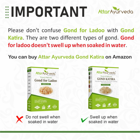 Attar Ayurveda Edible Gond for Laddu 250 grams | Babul Gond for Ladoo | Edible gum | 100% Natural, No Preservatives (250 grams)