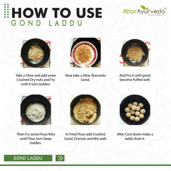 Attar Ayurveda Edible Gond for Laddu 250 grams | Babul Gond for Ladoo | Edible gum | 100% Natural, No Preservatives (250 grams)