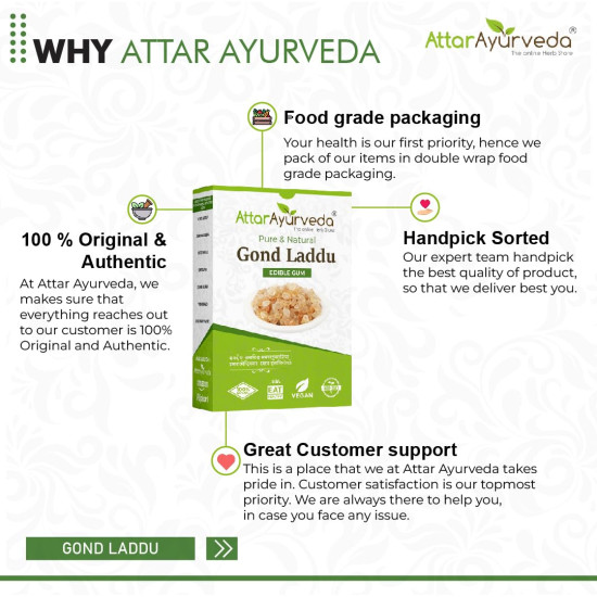 Attar Ayurveda Edible Gond for Laddu 250 grams | Babul Gond for Ladoo | Edible gum | 100% Natural, No Preservatives (250 grams)