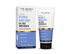 Dr. Sheth's Kesar & Kojic Acid Oil-Free Moisturizer | Lightweight Gel Cream Texture | Brightening & Hydrating | Fades pigmentation | For Men & Women | 50 g