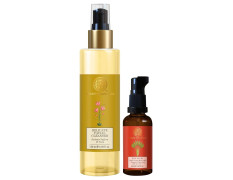 Forest Essentials SUN FLUID Tender Coconut Water with Turmeric & Basil Leaf SPF 50 | PA + +| 50 ml & Delicate Facial Cleanser Kashmiri Saffron & Neem| 130 ml Combo