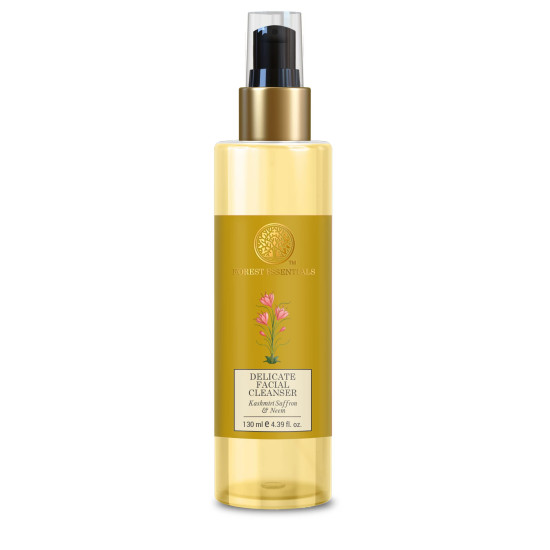 Forest Essentials SUN FLUID Tender Coconut Water with Turmeric & Basil Leaf SPF 50 | PA + +| 50 ml & Delicate Facial Cleanser Kashmiri Saffron & Neem| 130 ml Combo