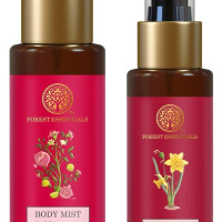 Forest Essentials Travel Size Body Mist Iced Pomegranate & Kerala Lime| Luxury Citrus Fragrance | 50 ml & Travel Size Body Mist Nargis| 50 ml Combo