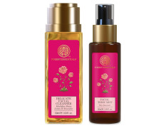 Forest Essentials Travel Size Facial Tonic Mist Pure Rosewater| 50 ml & Travel Size Delicate Facial Cleanser Mashobra Honey, Lemon & Rosewater| 50 ml Combo