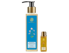 Forest Essentials Silkening Shower Wash Madurai Jasmine & Mogra| 200 ml & Travel Size Delicate Facial Cleanser Kashmiri Saffron & Neem| 50 ml Combo