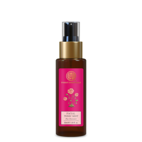 Forest Essentials Travel Size Facial Tonic Mist Pure Rosewater| 50 ml & Travel Size Delicate Facial Cleanser Kashmiri Saffron & Neem| 50 ml Combo