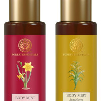 Forest Essentials Travel Size Body Mist Sandalwood & Vetiver| Luxury Earthy & Woody Fragrance | 50 ml & Travel Size Body Mist Nargis| 50 ml Combo