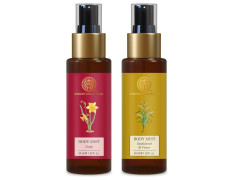 Forest Essentials Travel Size Body Mist Sandalwood & Vetiver| Luxury Earthy & Woody Fragrance | 50 ml & Travel Size Body Mist Nargis| 50 ml Combo